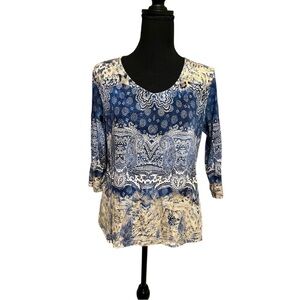 Chicos Blue Patterned Women's Top size 1